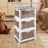 Picture of Storage Bins With Wheels, All-Open Design Foldable, Three Layer Storage Box with Safety buckle and Fixable Wheels